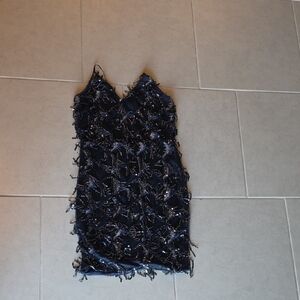 Navy Sequin Sleeveless Dress